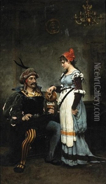 The Jester's Refreshment Oil Painting - Jules Arsene Garnier