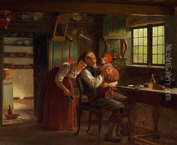 Foraeldreglaede Oil Painting - Johann Julius Exner