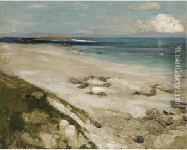 The North Shore Of Iona Looking Towards Ulva And Mull Beyond Oil Painting - Alexander Ignatius Roche