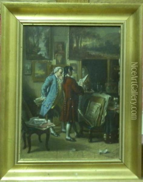 L'amateur D'art Oil Painting - A. Rueff