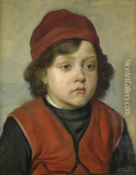 Bildnis Eines Jungen Mit Roter Kappe Oil Painting - Lazar Krestin