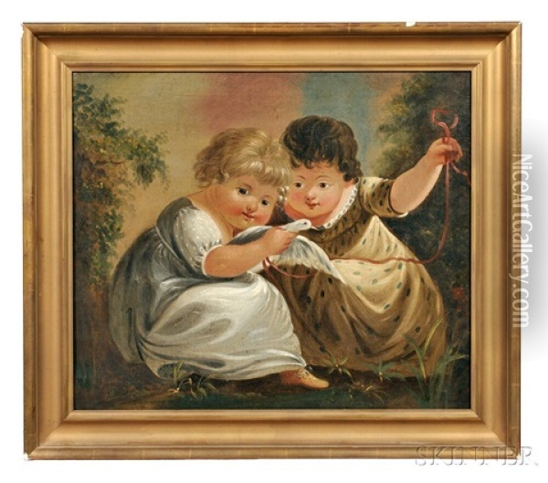 Portrait Of Two Children With A Dove Oil Painting - William Matthew Prior