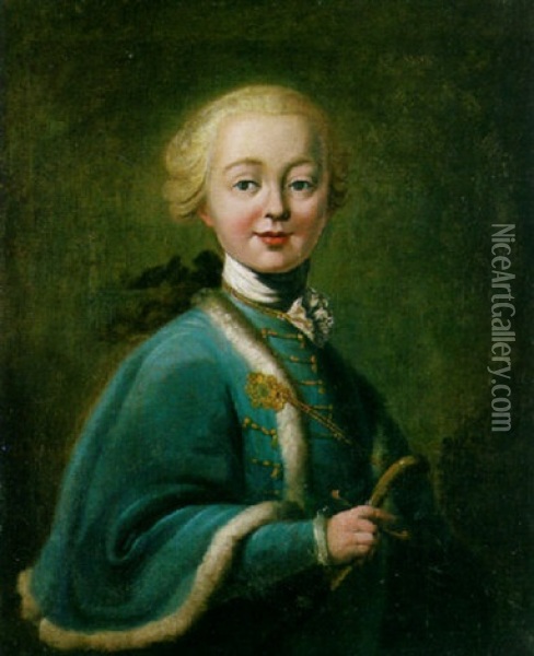 A Portrait Of Tzarina Elisabeth Petrovna With An Ermine-trimmed Coat, Holding A Sword Oil Painting - Aleksei Petrovich Antropov