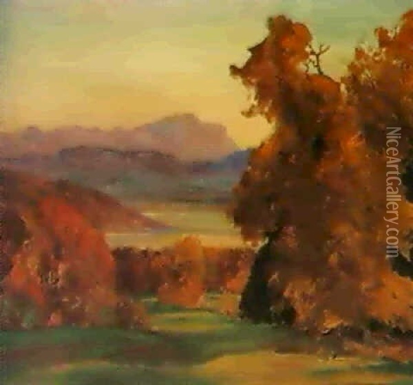 Herbstabend Am Ammersee Oil Painting - Fritz Brandel
