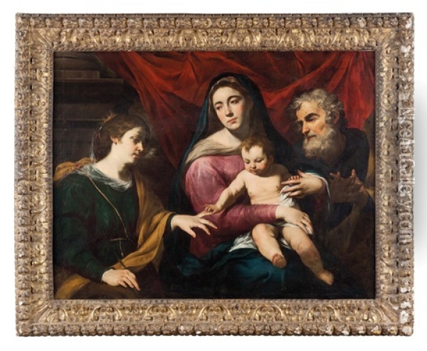 Matrimonio Mistico Di Santa Caterina Oil Painting - Francesco Guarino