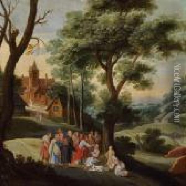 Jesus Heals A Blind Man Oil Painting - Joost Cornelisz. Droochsloot