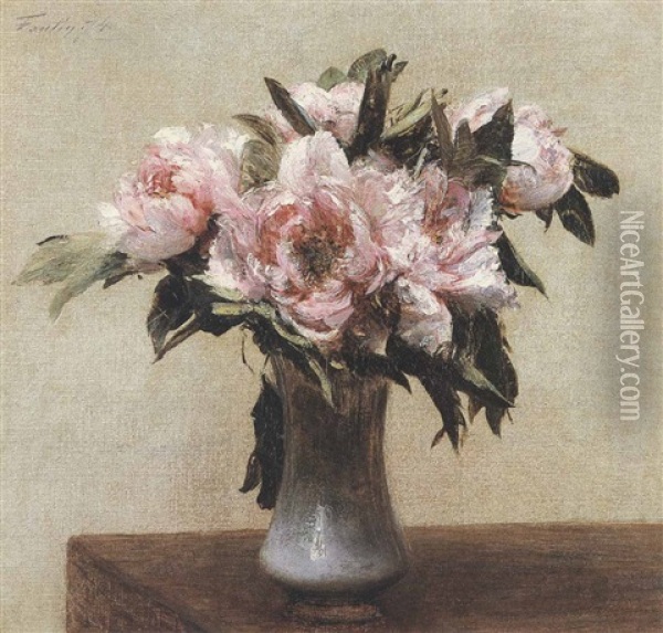 Pivoines Dans Un Vase Oil Painting - Henri Fantin-Latour