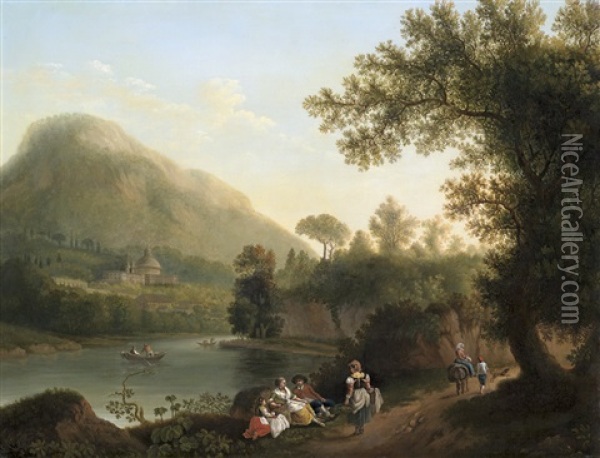 Landschaft Mit Bauernfamilie Oil Painting - Jacob Philipp Hackert