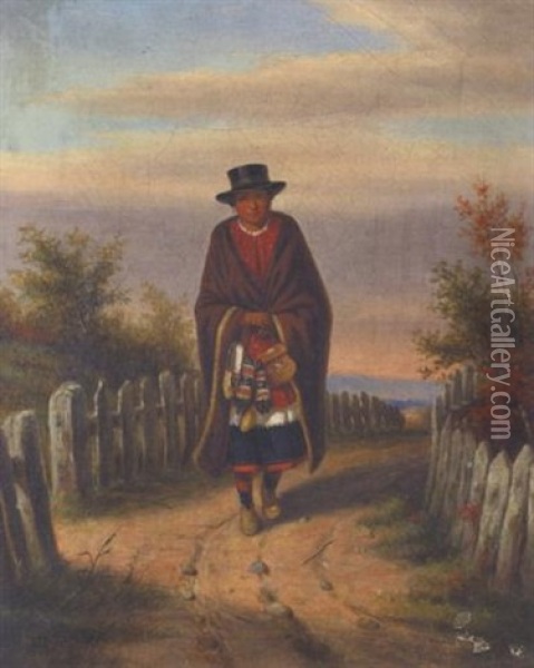 Indian Moccasin Seller Oil Painting - Cornelius David Krieghoff