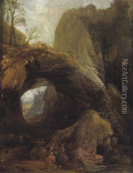 Reiter In Felsiger Landschaft Oil Painting - Joos de Momper the Younger