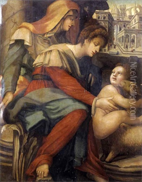 Saint Anne Et La Vierge Avec L'enfant Jesus Oil Painting -  Rosso Fiorentino (Giovanni Battista di Jacopo)