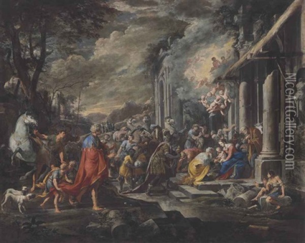 The Adoration Of The Magi Oil Painting - Domenico Gargiulo