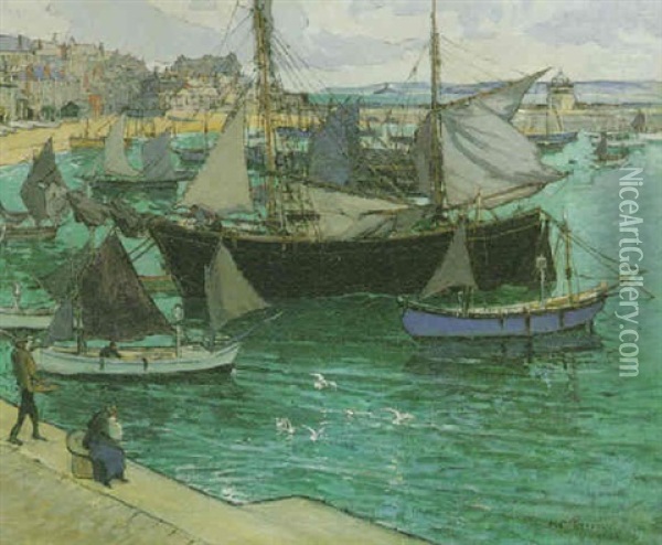 The Harbour At St. Ives Oil Painting - Mary Mccrossan