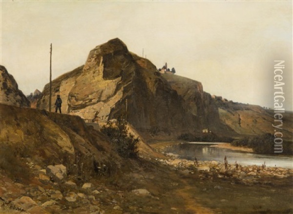 A View Of Tetin Oil Painting - Karel Liebscher