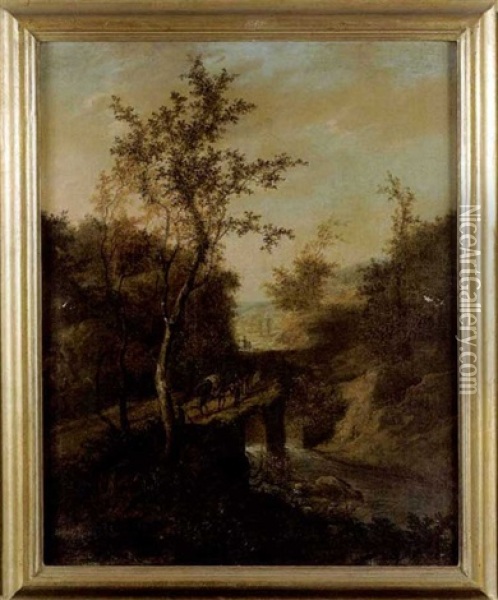 Cavalier Sur Un Pont Dans Un Paysage Oil Painting - Jan Hackert