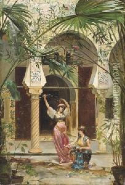 Harem Scene Oil Painting - Edouard Frederic Wilhelm Richter