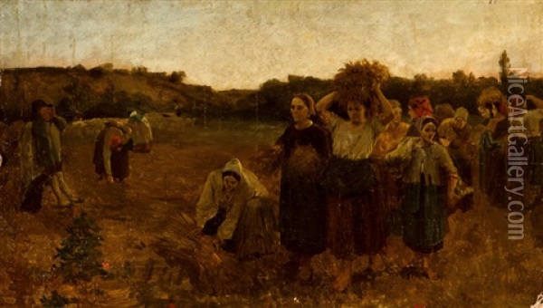 Retirada De Las Espigadoras Oil Painting - Jules Breton