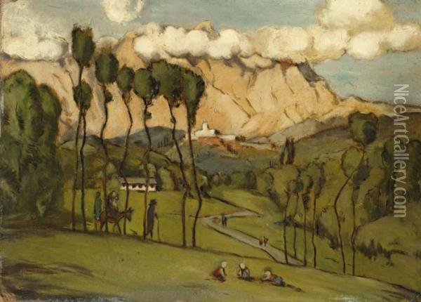 Die Berge Von Carrara Oil Painting - Hans Thoma