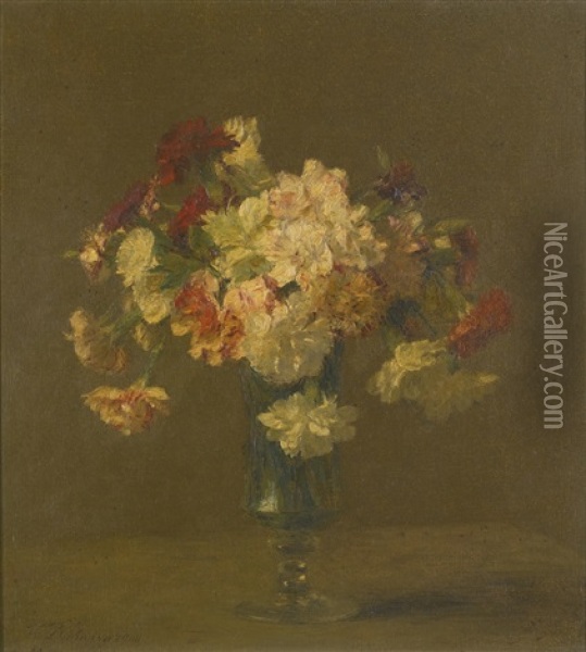 Vase D'oeillets Oil Painting - Victoria Dubourg Fantin-Latour