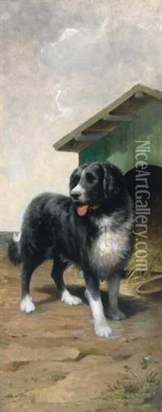 Gutmutiger Wachhund Vor Seiner Hutte Oil Painting - Jean Victor Albert De Gesne