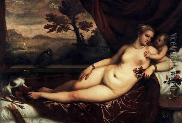 Venus and Cupid 2 Oil Painting - Tiziano Vecellio (Titian)