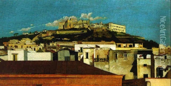 A View Of The Certosa Di San Martino With The Castel Sant'elmo, Naples Oil Painting - Thomas Jones