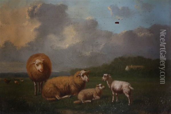 Moutons Oil Painting - Arthur De Waerhert