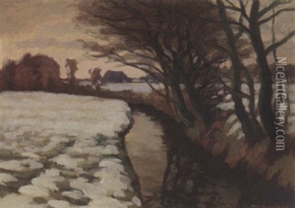 Winter An Der Wumme Oil Painting - Robert Stratmann