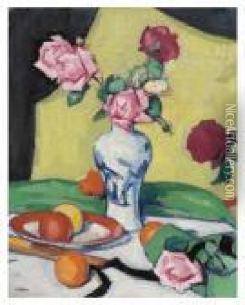 Roses Oil Painting - Samuel John Peploe