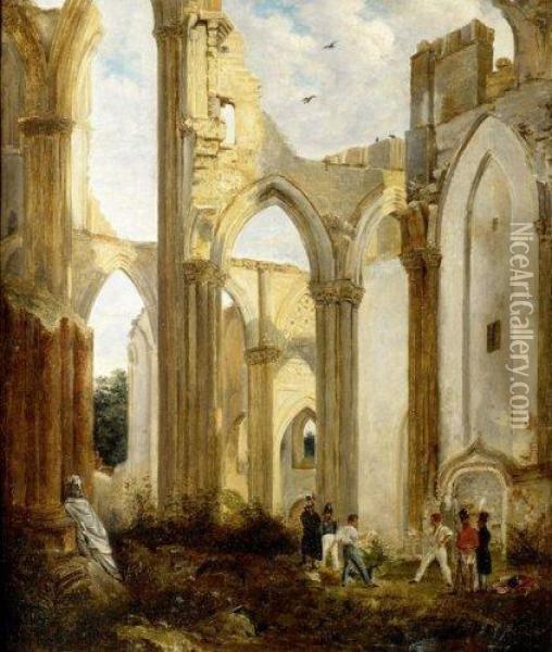 Duel Dans Les Ruines De L'abbaye De Saint-omer Oil Painting - Alexandre-Marie Colin