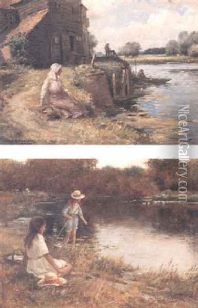 Houghton Lock, Hunts Oil Painting - William Kay Blacklock