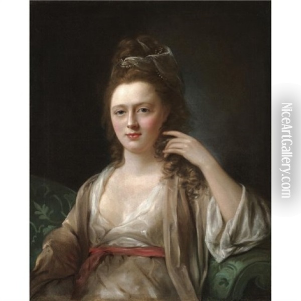 Portrait Of A Lady Said To Be Ann Gardiner Oil Painting - Nathaniel Hone the Elder