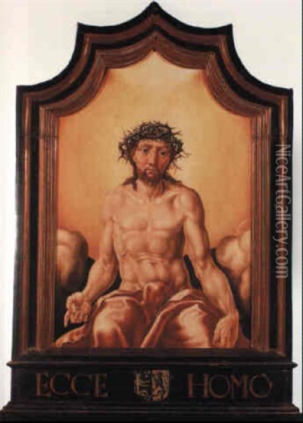 Christ As The Man Of Sorrows Oil Painting - Maerten Jacobsz van Heemskerck