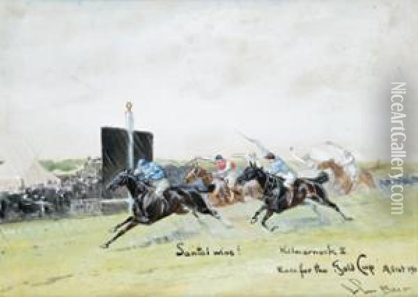 Race For The Gold Cup Ascot Oil Painting - John Beer