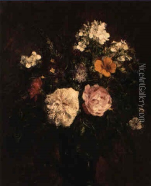 Still Life With Flowers Oil Painting - Henri Fantin-Latour