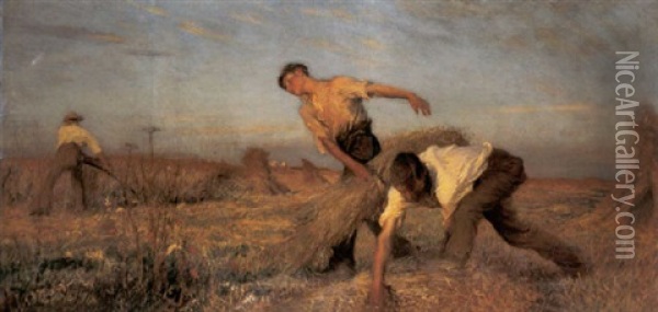 The Harvest Oil Painting - Sir George Clausen