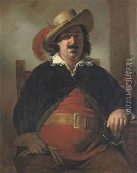 The Painter Ignaz Raffalt As Falstaff Oil Painting - Friedrich von Amerling