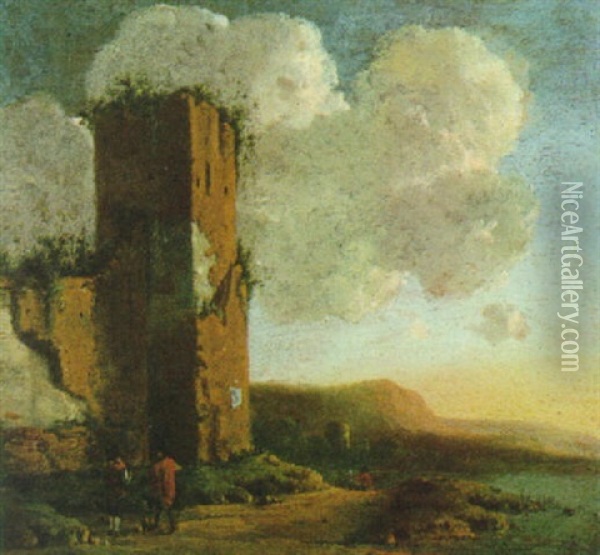 Sudliche Landschaft Mit Verfallenem Turm Oil Painting - Jan Asselijn
