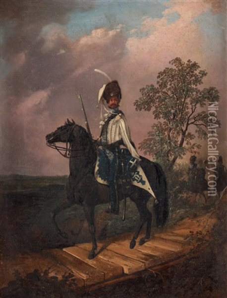 Gustaf Adolf Fredrik Wilhelm Von Essen (1803-74) On Horse Oil Painting - Carl Stefan Bennet