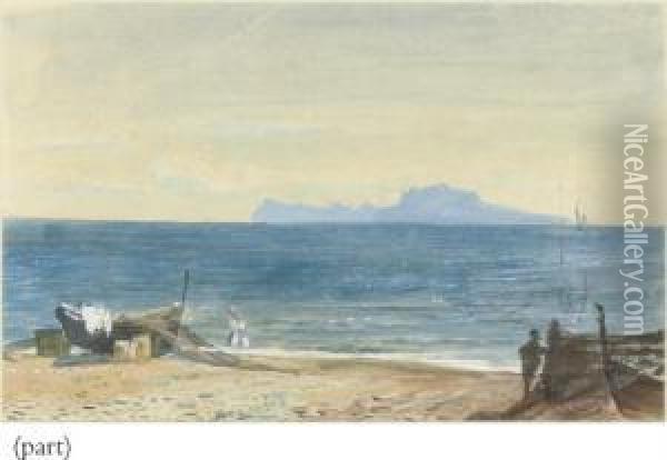 View Of Capri From The Bay Of Naples Oil Painting - John MacWhirter