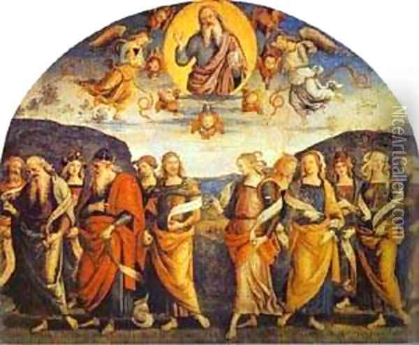 The Almighty With Prophets And Sybils 1500 Oil Painting - Pietro Vannucci Perugino