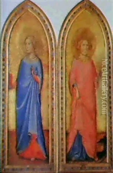 A) Sainte Cecile                                            B) Sainte Marguerite Oil Painting -  Andrea di Bartolo