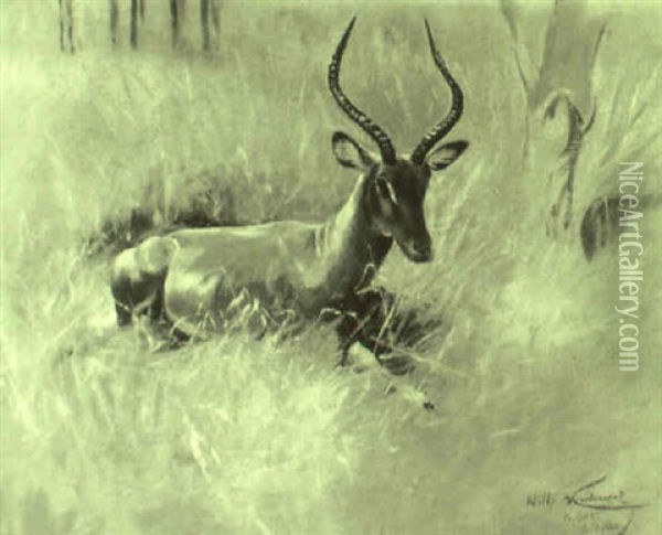Resting Gazelle Oil Painting - Wilhelm Friedrich Kuhnert
