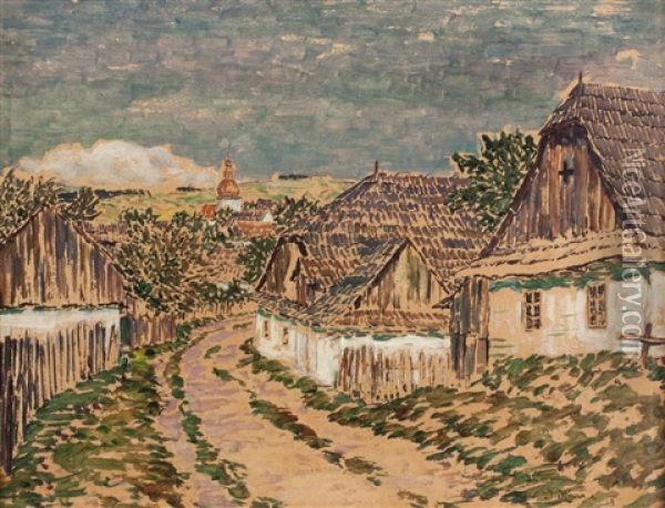 Village Road Oil Painting - Jan Honsa