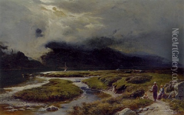 View Over The Dolgellau Marshes Oil Painting - Sidney Richard Percy