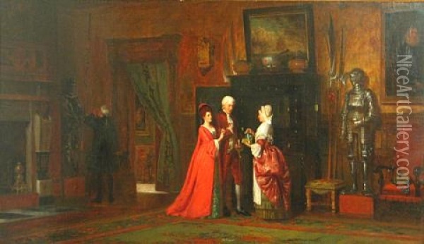 A Stolen Moment Oil Painting - Jan Jacobus Matthijs Damschroeder