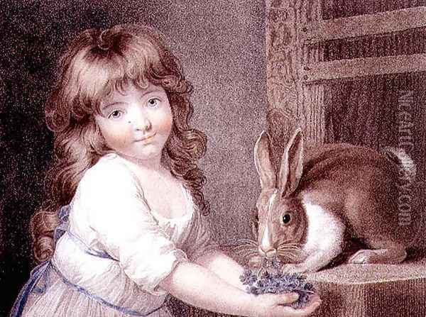 The Favourite Rabbit, engraved and pub. by Charles Knight 1743-c.1826 1792 Oil Painting - John Russell