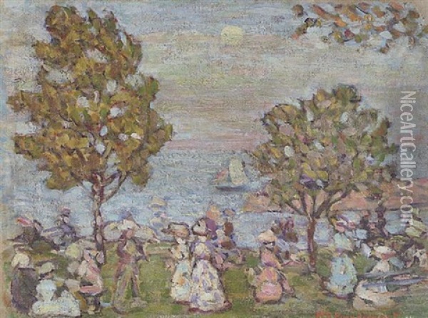 Late Afternoon (moonlight At Marblehead) Oil Painting - Maurice Prendergast