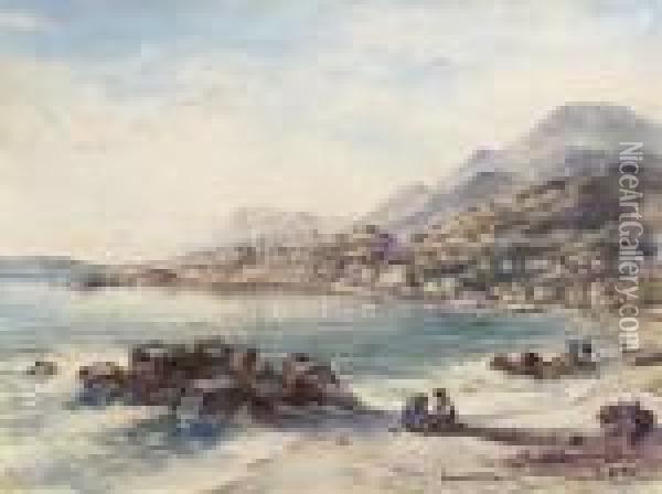 View Of Menton; And Calais Oil Painting - Conrad H.R. Carelli