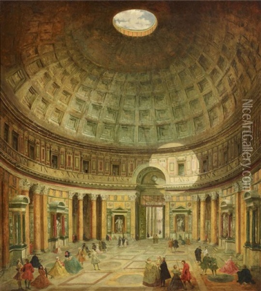 Im Inneren Des Pantheon In Rom Oil Painting - Giovanni Paolo Panini